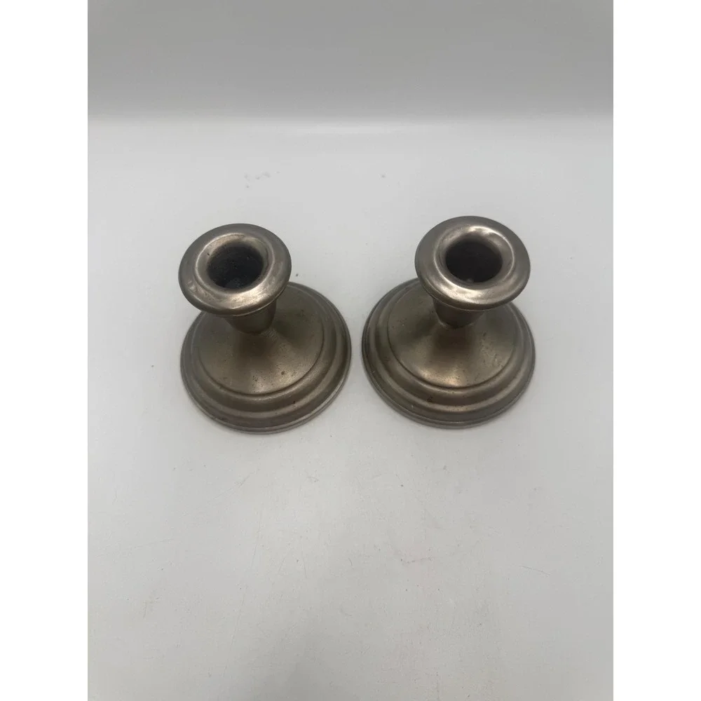 Vintage FB Rogers Provincetown Pewterlite Candlestick Holders Pair Taunton Mass